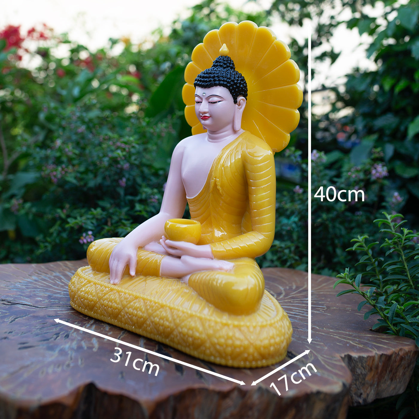 Medicine Buddha Statue – Yellow Quartz Resin Sculpture – Healing Buddha, Zen Meditation Decor, Buddhist Altar Ornament, Spiritual Gift