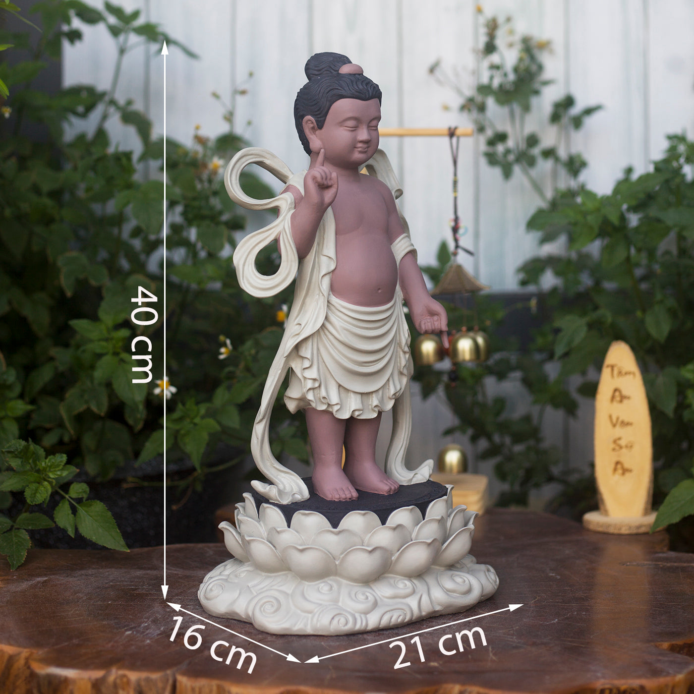 Baby Buddha Statue 15.7" – Resin Prince Siddhartha Birth of Buddha Figurine, Phật Đản Sanh Sculpture for Vesak, Buddhist Altar Decor