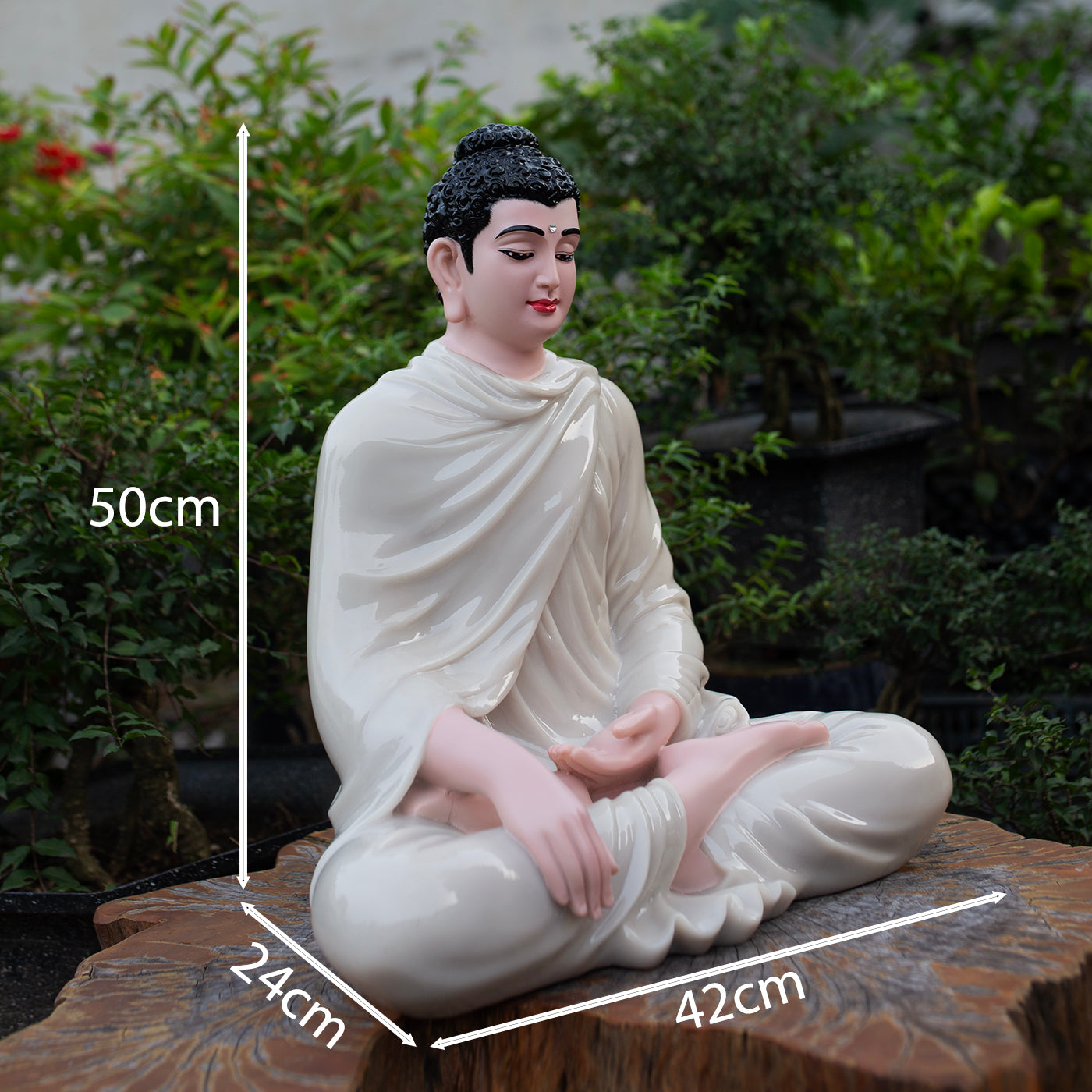 White Crystal Shakyamuni Buddha Statue – Handmade Meditation Buddha Decor