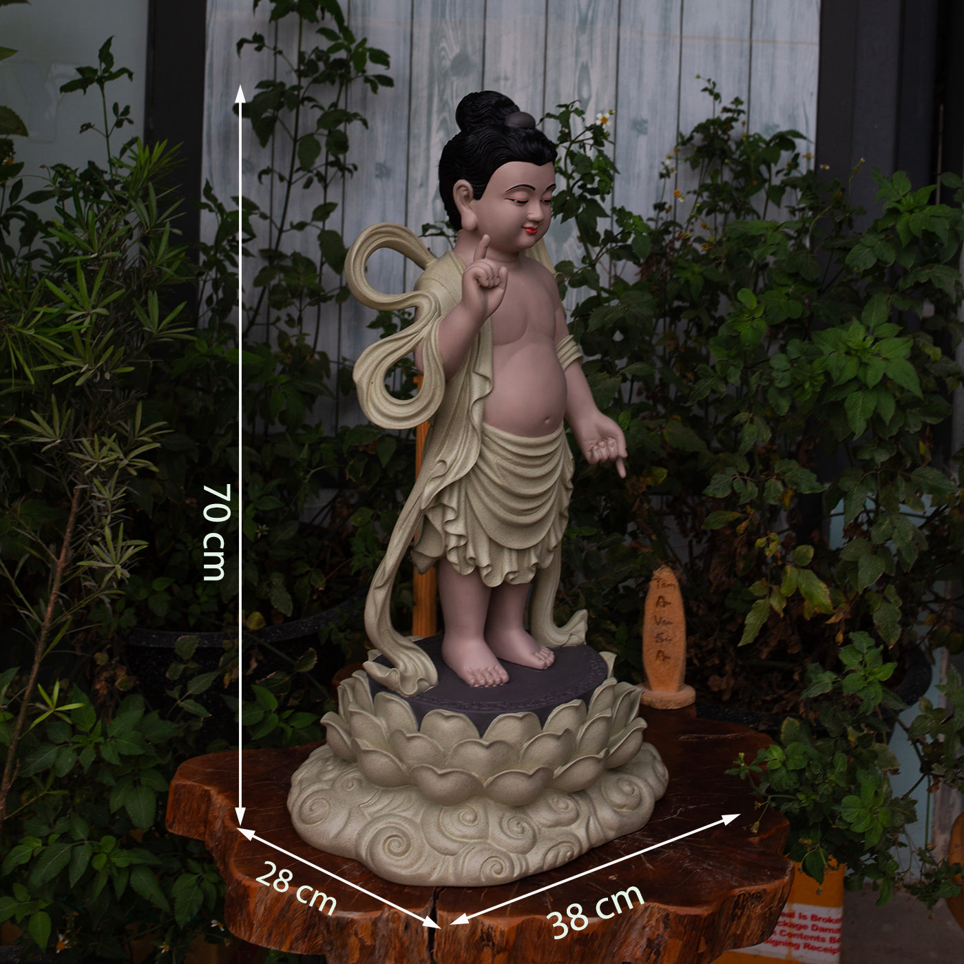 Baby Buddha Statue – Resin Prince Siddhartha Birth of Buddha Sculpture, Phật Đản Sanh Figurine, Vesak Altar Zen Home Decor (27.5")