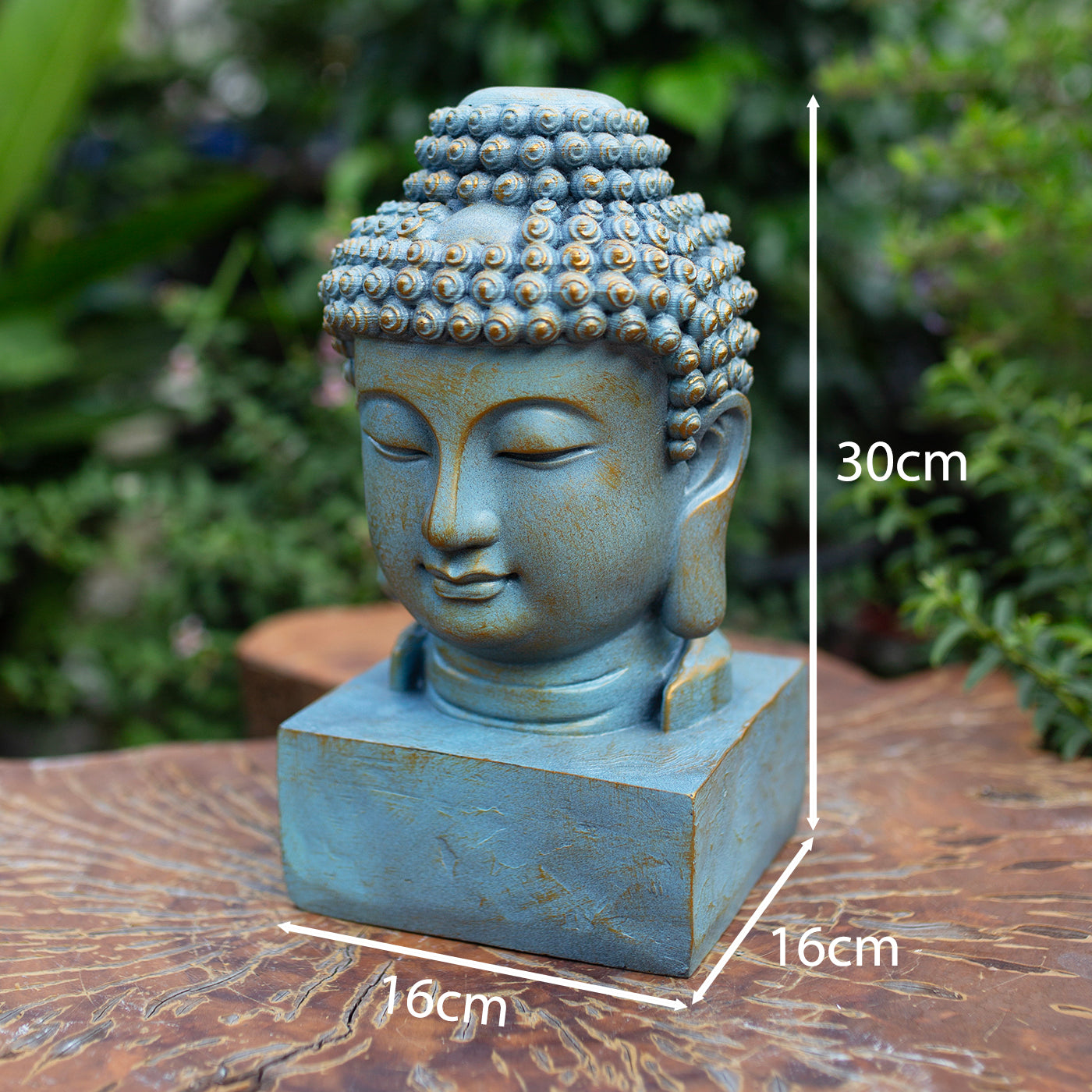 Blue Buddha Head Statue Resin Sculpture – Zen Home Decor, Meditation Altar Figurine, Yoga Studio Accent, Spiritual Gift
