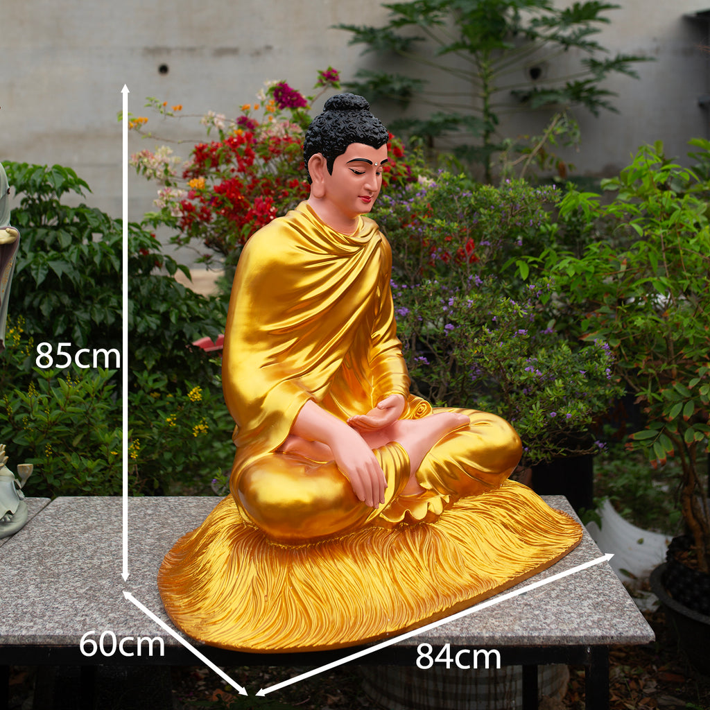 33.4" Golden Shakyamuni Buddha Statue – Handmade Meditation Buddha Home Decor