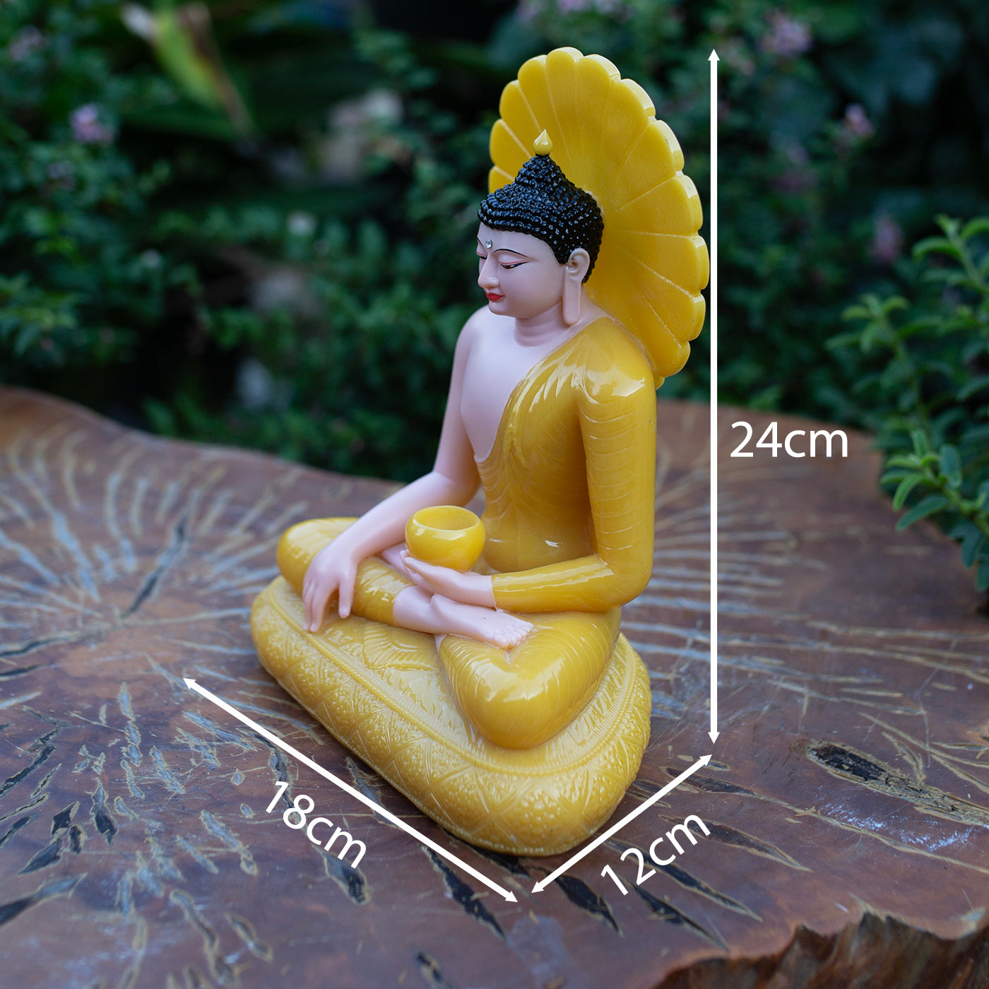 Medicine Buddha Statue – Yellow Quartz Resin Sculpture – Healing Buddha, Zen Meditation Decor, Buddhist Altar Ornament, Spiritual Gift