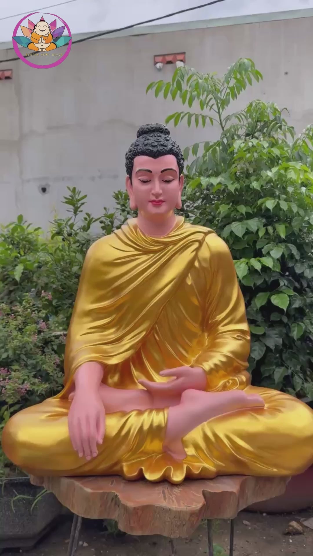 Shakyamuni Buddha Statue 29.5" – Large Composite Seated Buddha with Golden Robe