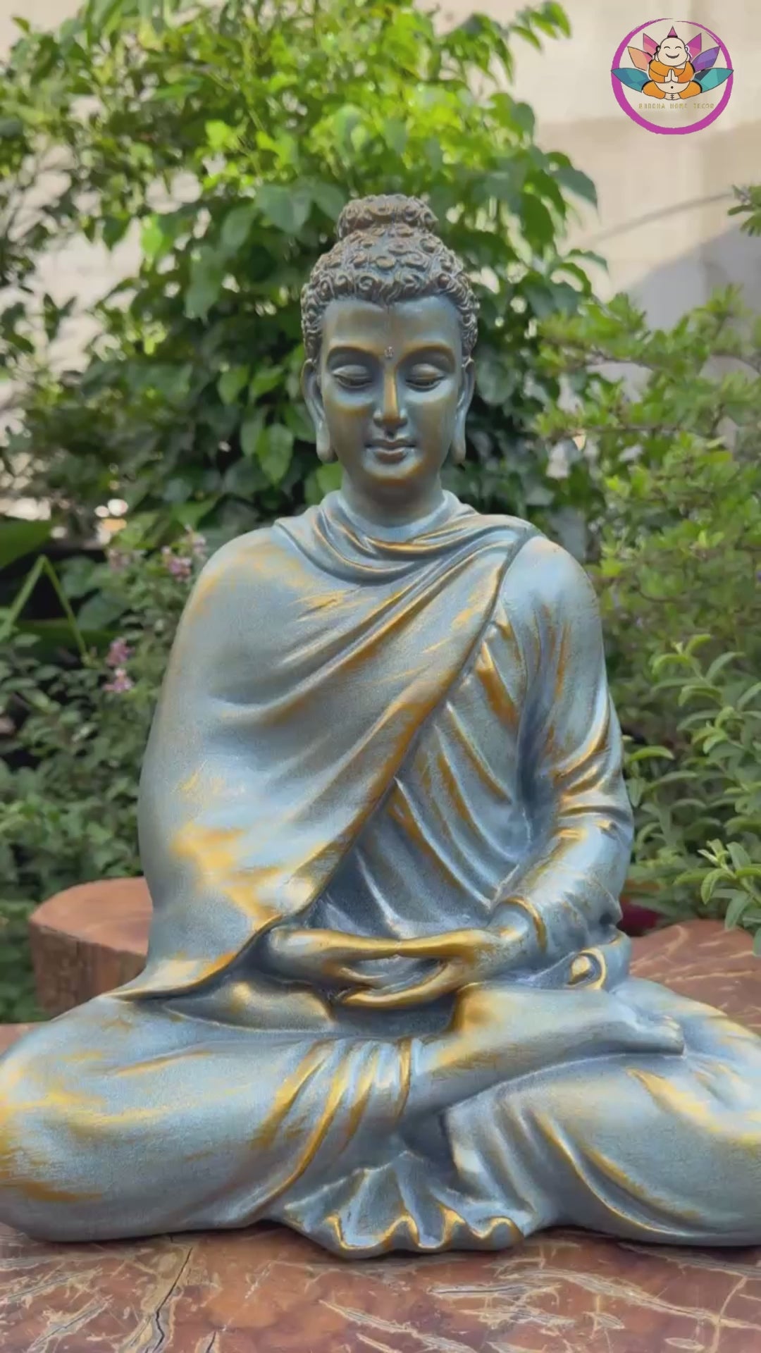 Large Blue Buddha Statue 13.8” | Meditating Buddha Figurine | Resin Sculpture for Altar, Zen Garden, Yoga Studio, Spiritual Gift