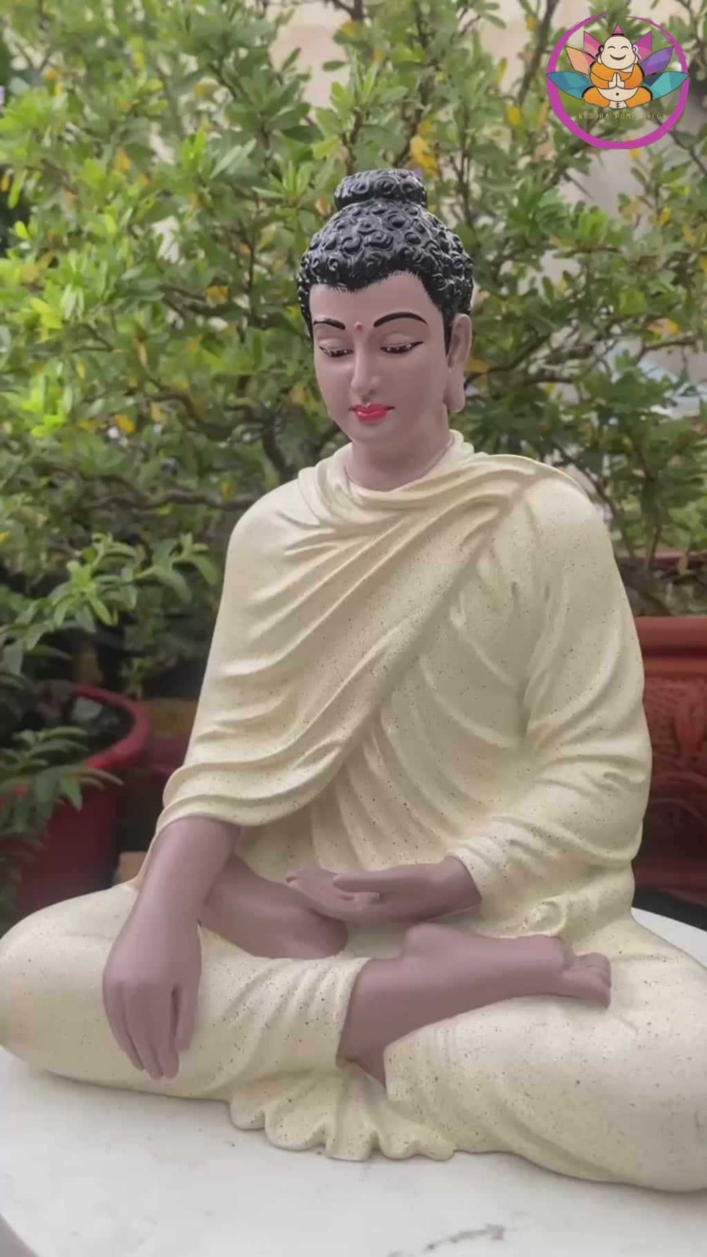 Yellow Buddha Statue 9.4" – Ceramic-Style Resin Meditation Figurine, Shakyamuni Sculpture, Zen Buddhist Altar Decor, Spiritual Gift