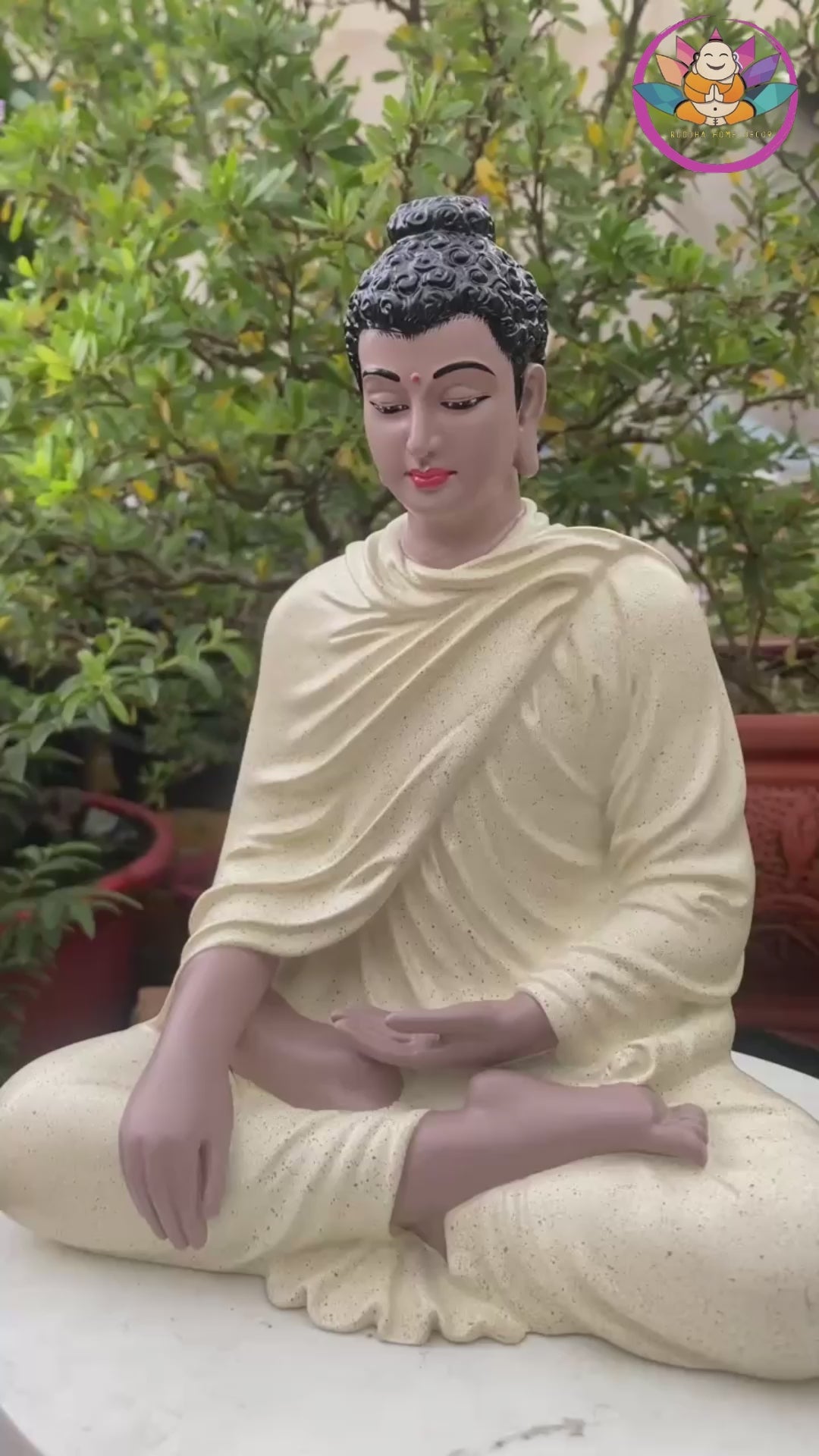 Yellow Buddha Statue 9.4" – Ceramic-Style Resin Meditation Figurine, Shakyamuni Sculpture, Zen Buddhist Altar Decor, Spiritual Gift