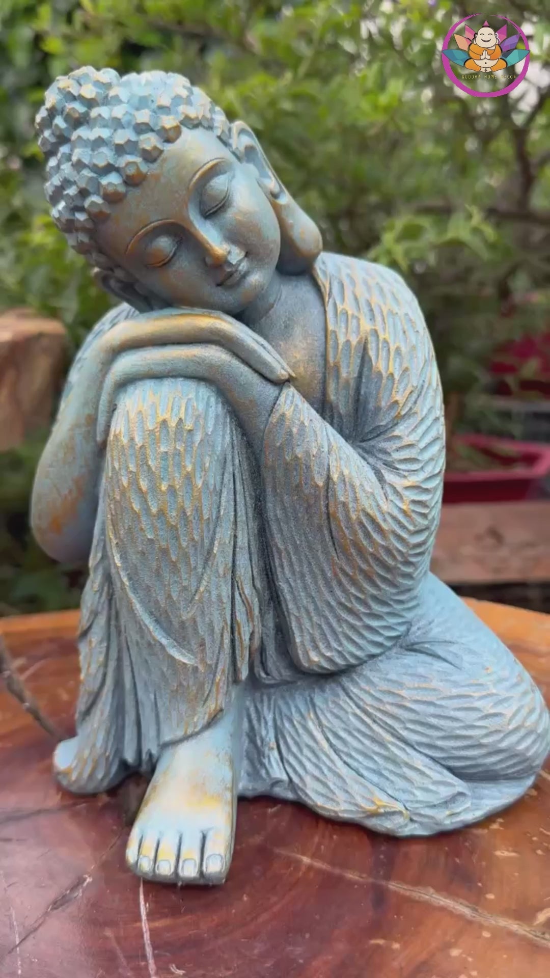 Blue Resting Buddha Statue | Peaceful Buddha Figurine | Zen Home & Garden Decor | Meditation, Yoga Studio, Altar Gift