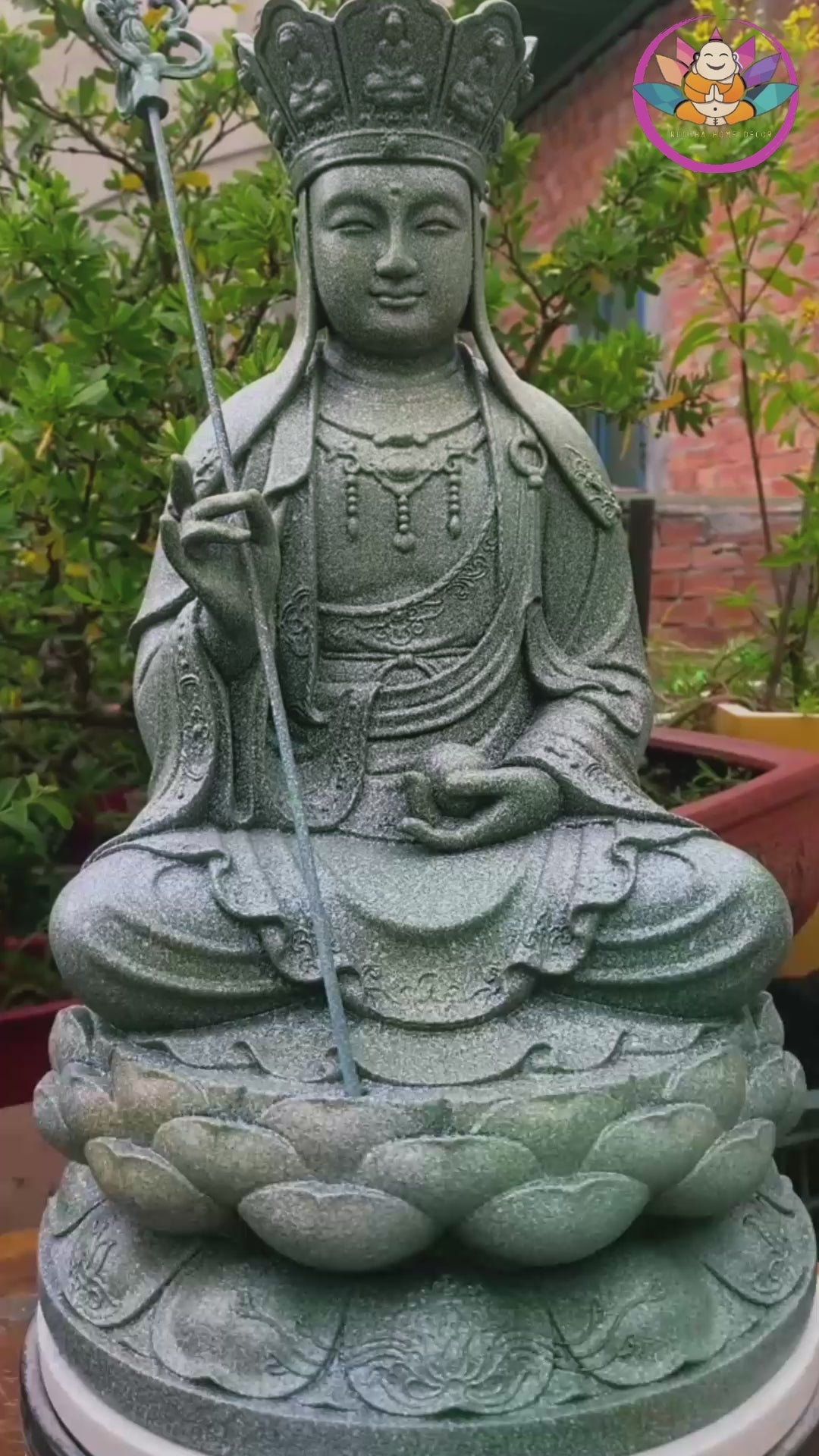 Ksitigarbha Bodhisattva Statue 15.7" – Resin Jizo Buddha Sculpture, Buddhist Altar Decor, Zen Meditation Figurine, Spiritual Gift