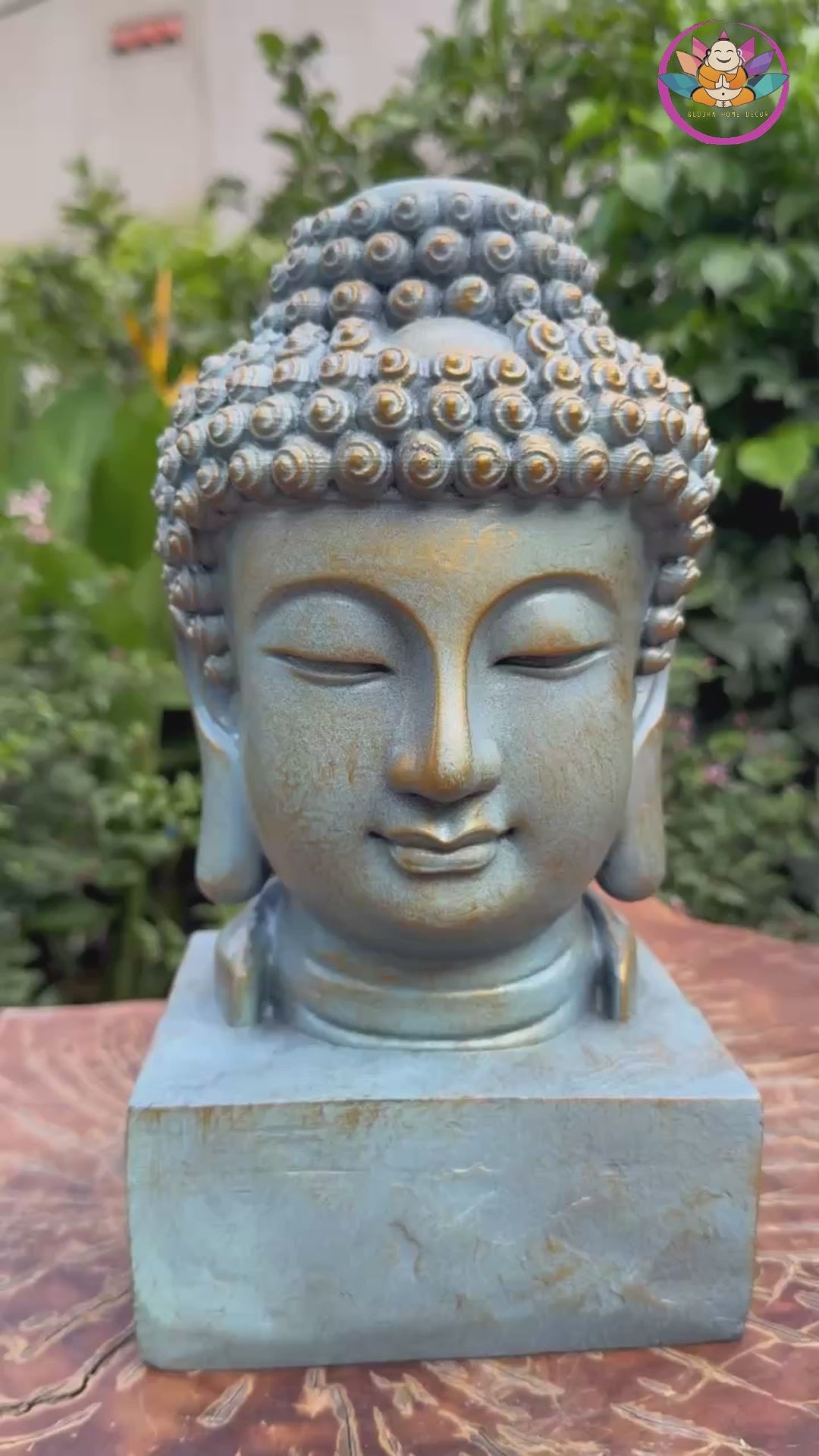 Blue Buddha Head Statue Resin Sculpture – Zen Home Decor, Meditation Altar Figurine, Yoga Studio Accent, Spiritual Gift