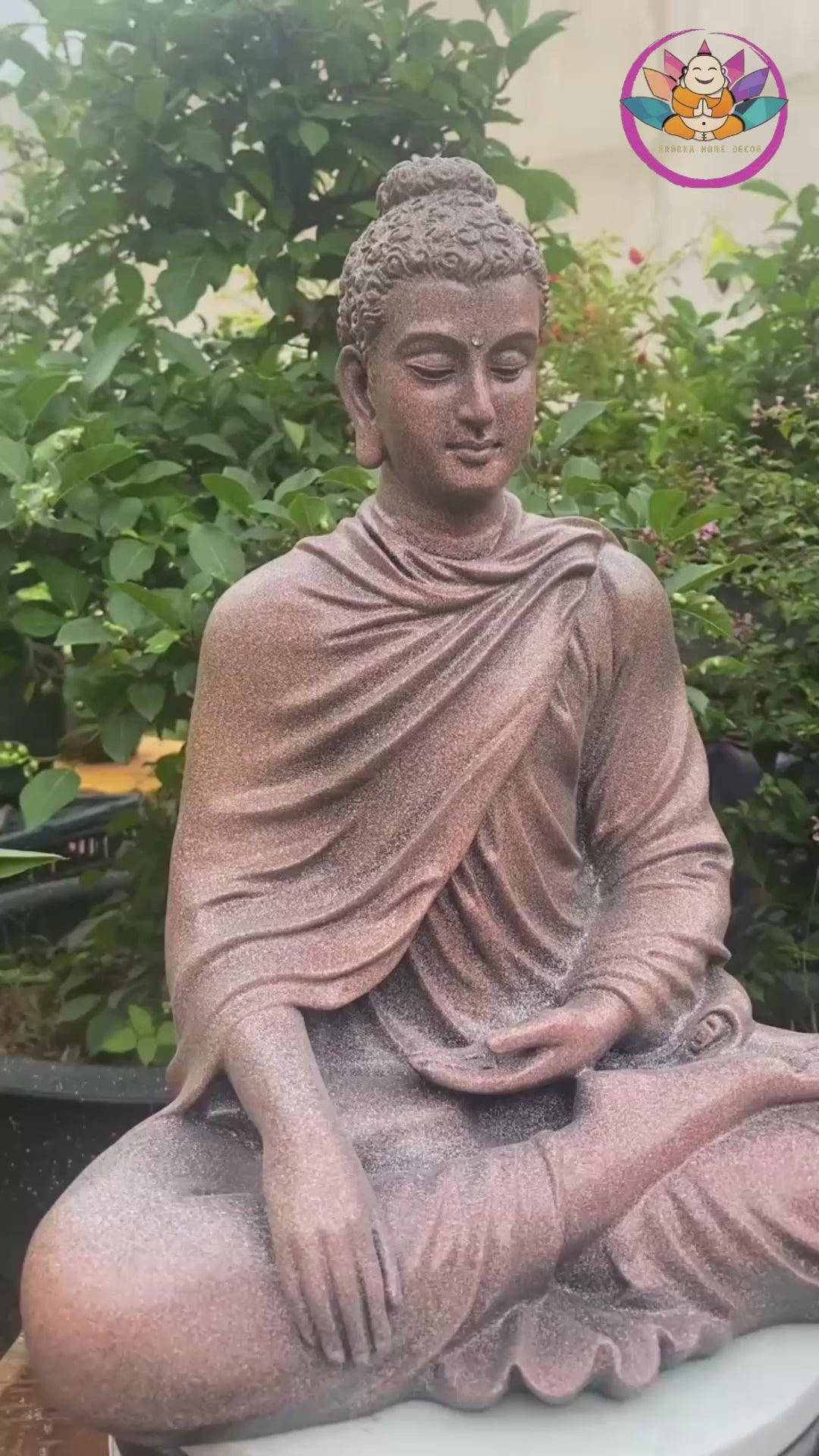 Shakyamuni Buddha Statue 14.5" – Antique Stone Finish Seated Buddha Meditation Sculpture