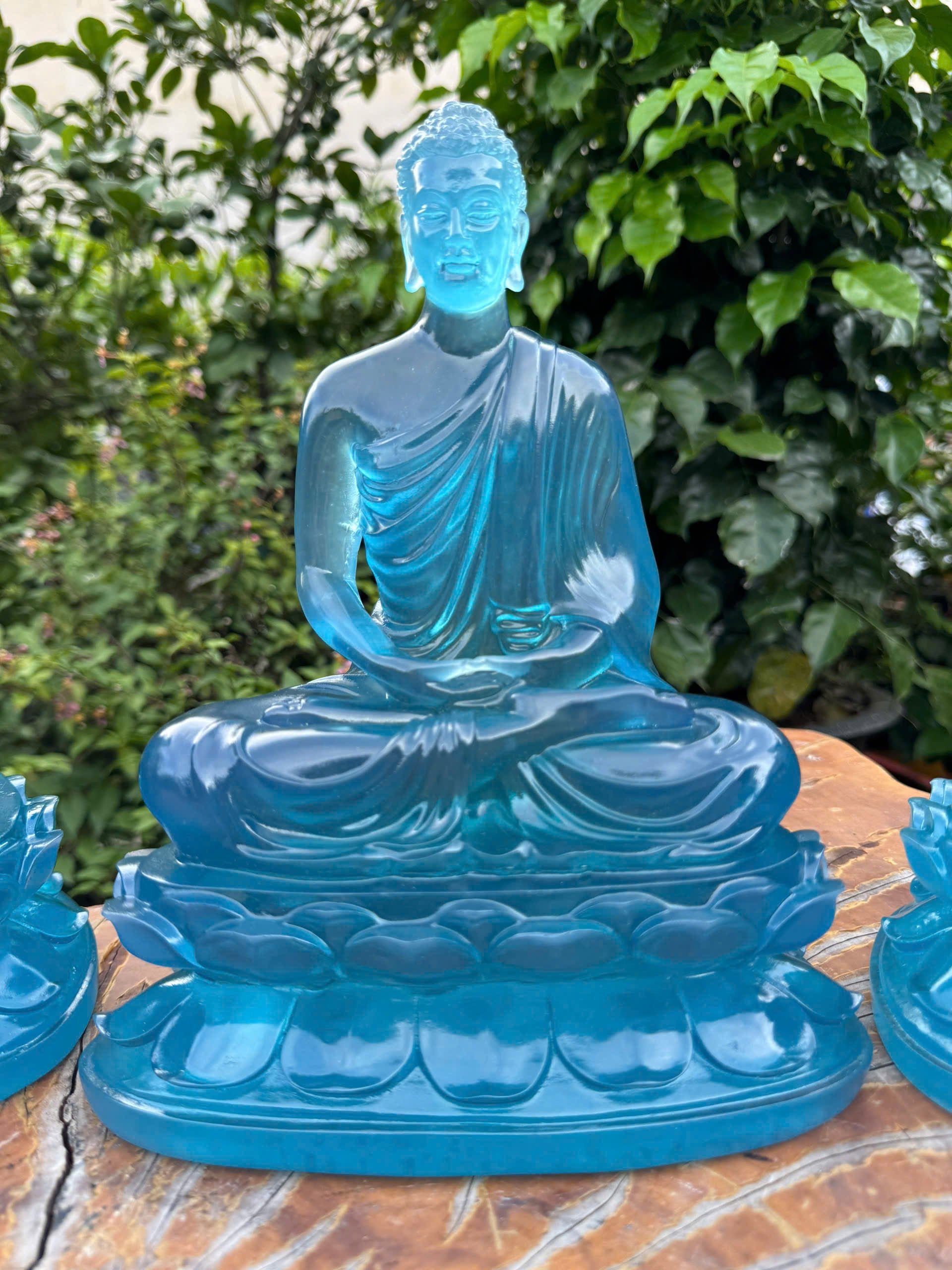 Resin Buddha Statue Set – 30cm Guanyin & Ksitigarbha, 32cm Shakyamuni Buddha | Faux Liuli Finish