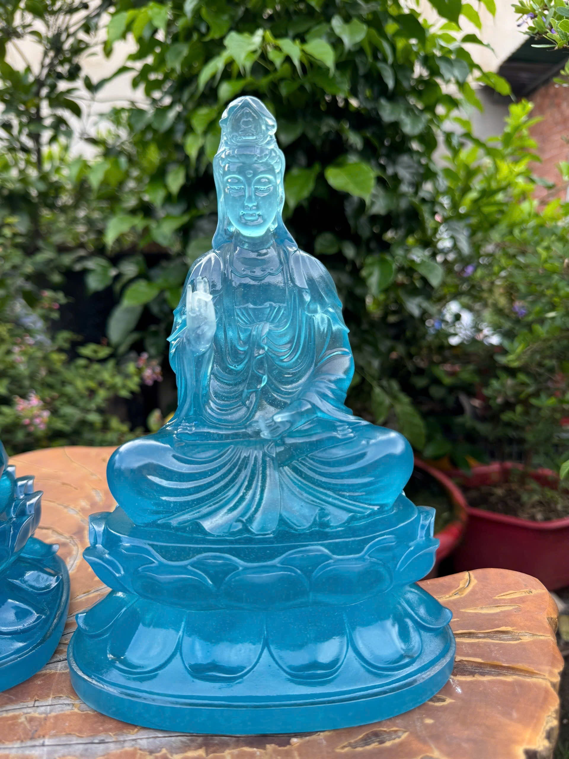 Resin Buddha Statue Set – 30cm Guanyin & Ksitigarbha, 32cm Shakyamuni Buddha | Faux Liuli Finish
