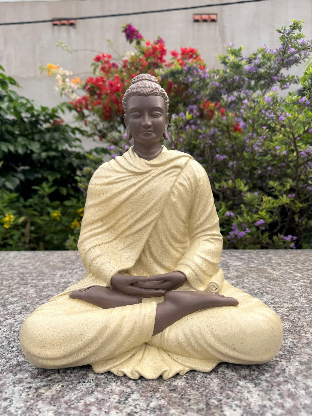 Beige Shakyamuni Buddha Statue – Handmade Meditation Buddha Decor